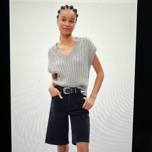 Gap dolman ribbed sweater vest grey Medium Tall 100% cotton